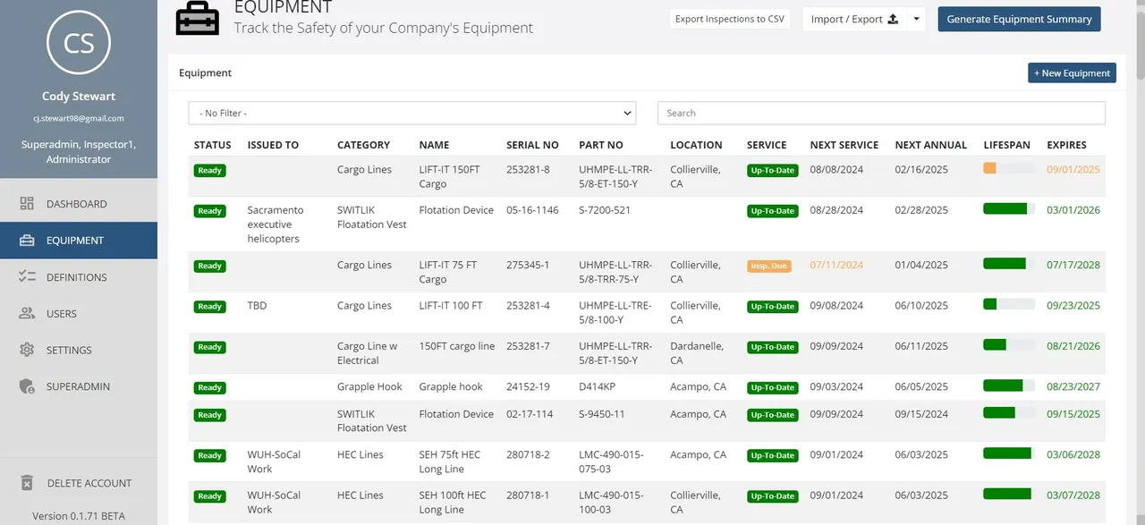 AEROTEC Equipment Tracking